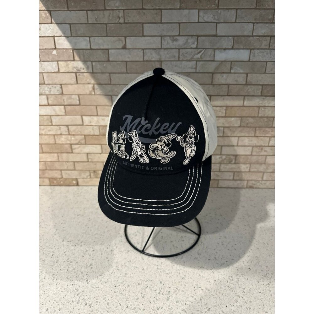 Disney Mickey Mouse ''Through the Years'' Baseball Cap Adult Size Beige Black